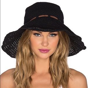 Retro Crochet Floppy Hat With Leather Trim - NWOT